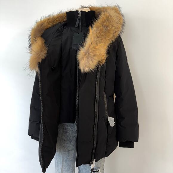 Mackage Adali Down Coat with Natural Signature Fur Collar in Black XL NWT - Picture 4 of 15